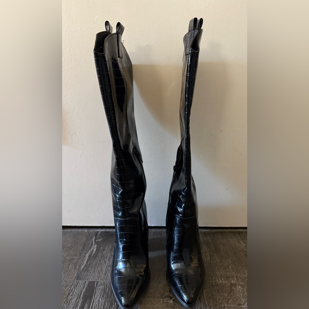 Black Croc-Embossed Dolce Vita Boots